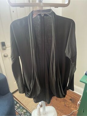 Lucy Black Draped Open-Front Cardigan